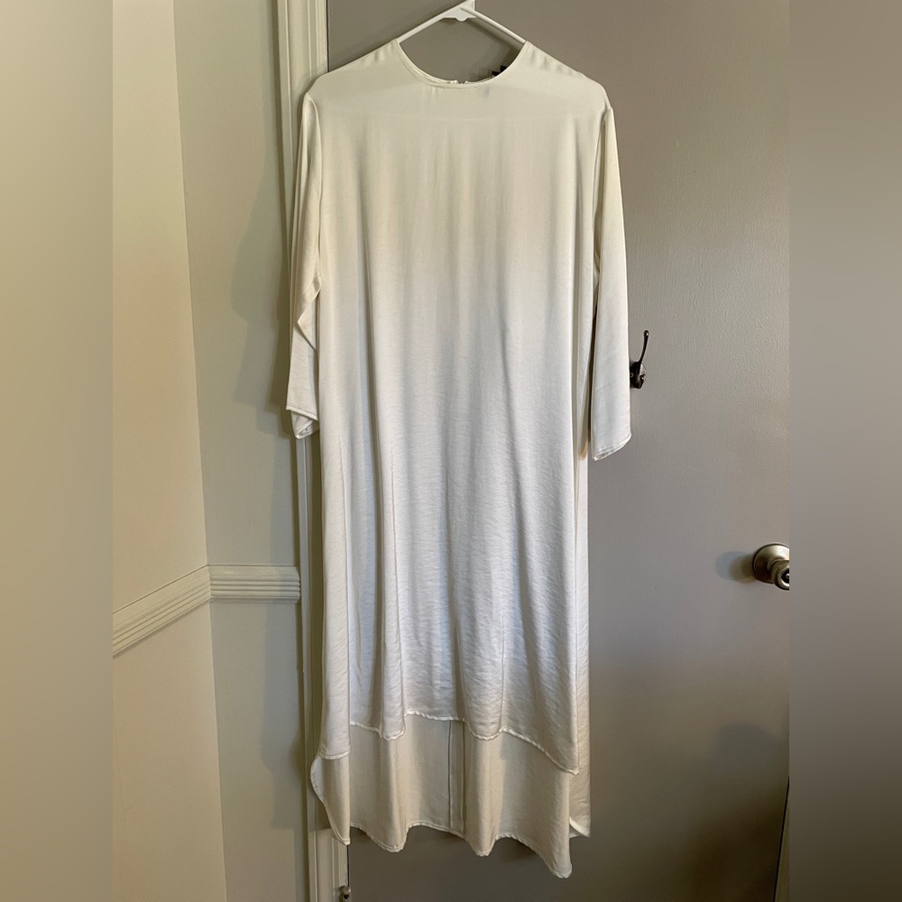 Blue Moon Women’s Silky Modern White High-Low Dress